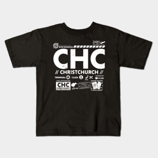 Vintage Christchurch CHC Airport Code Travel Day Retro Travel Tag New Zealand Kids T-Shirt